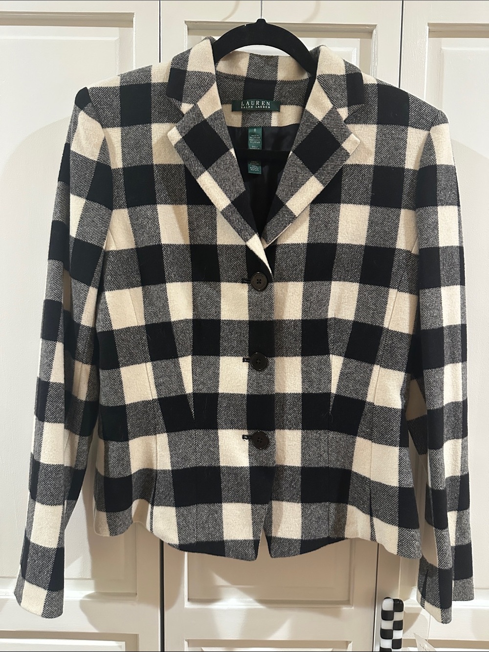 NWT Vintage Lauren Ralph Lauren "Lake Tahoe" Buffalo Plaid Blazer, Size 8